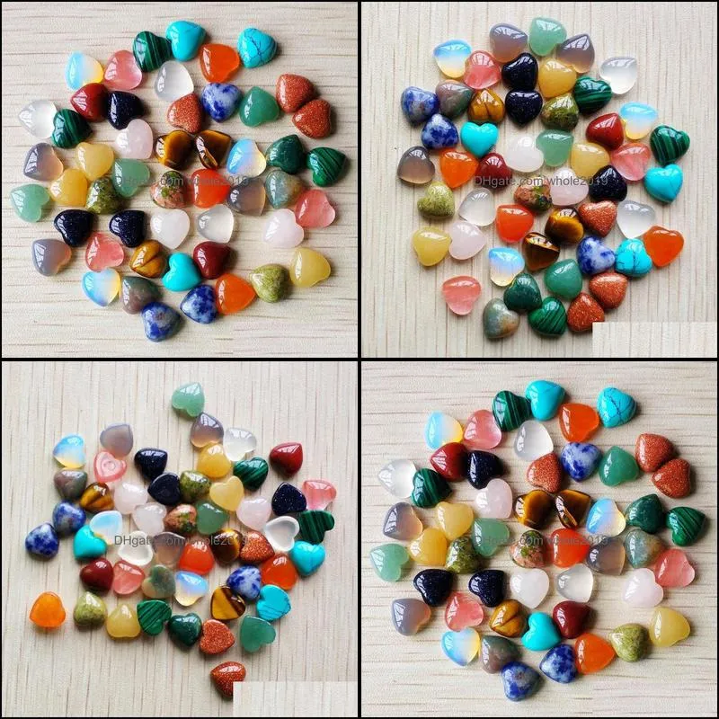 reiki 10mm heart quartz loose stone cab cabochons seven chakras beads for jewelry making healing crystal wholesale