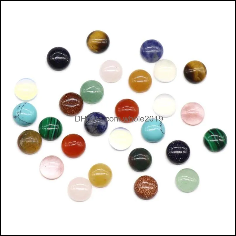 8mm flat back assorted loose stone round shape cab cabochons beads for jewelry making wholesale