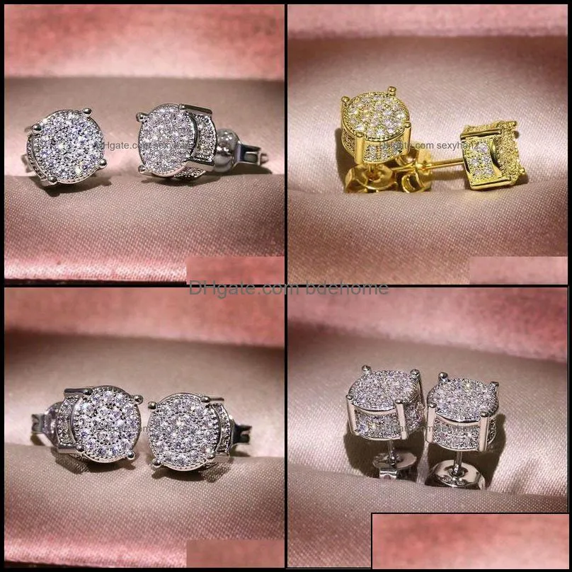 other earrings jewelry s925 sterling sier stud earring fine 2 carats fl diamond 925 bizuteria orehini gemstone drop delivery 2021