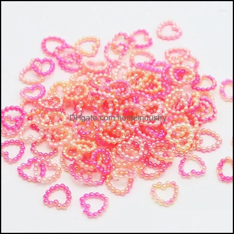 nail art decorations 100pcs 11mm pastel mixed hollow heart pearls flatbacks embellishments jewelry sticker crafts