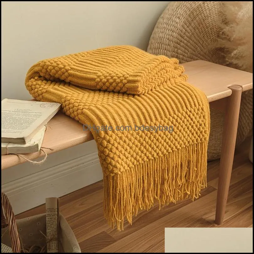 blankets rouge blanket cover leisure sofa bed end is yellow gray nordic modern simple weaving tassel home living room dec