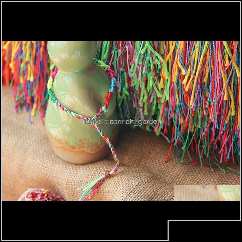 charm bracelets drop delivery 2021 ethnic colorful women braid cords bracelet weaven strands handmade braided string chain bangle for girls