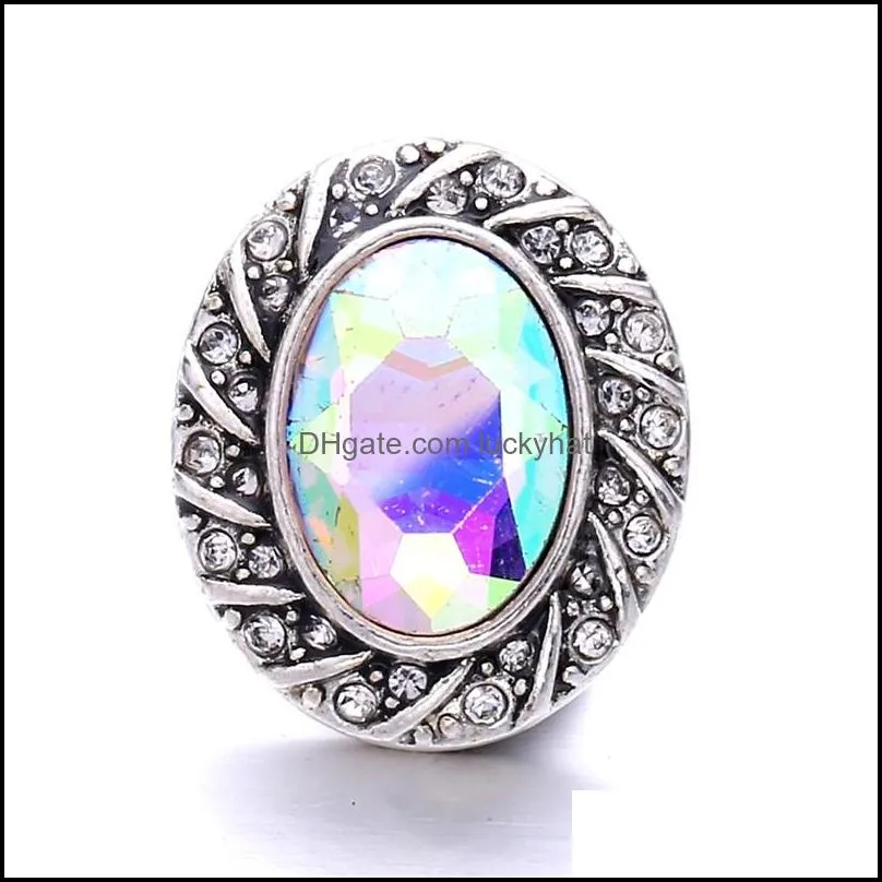 radiant rhinestone oval 18mm snap button clasp gorgeous zircon silver color alloy metal lover charms for snaps jewelry findings