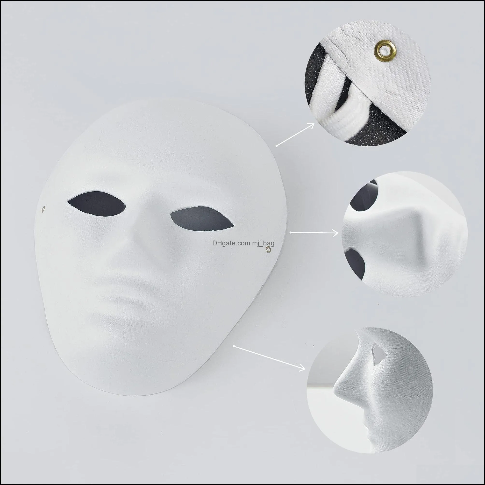 party masks oviseen paper he diy fl face white masquerade paintable mask for mardi gras cos-play halloween 9.45 x 7.28 inches amhbu