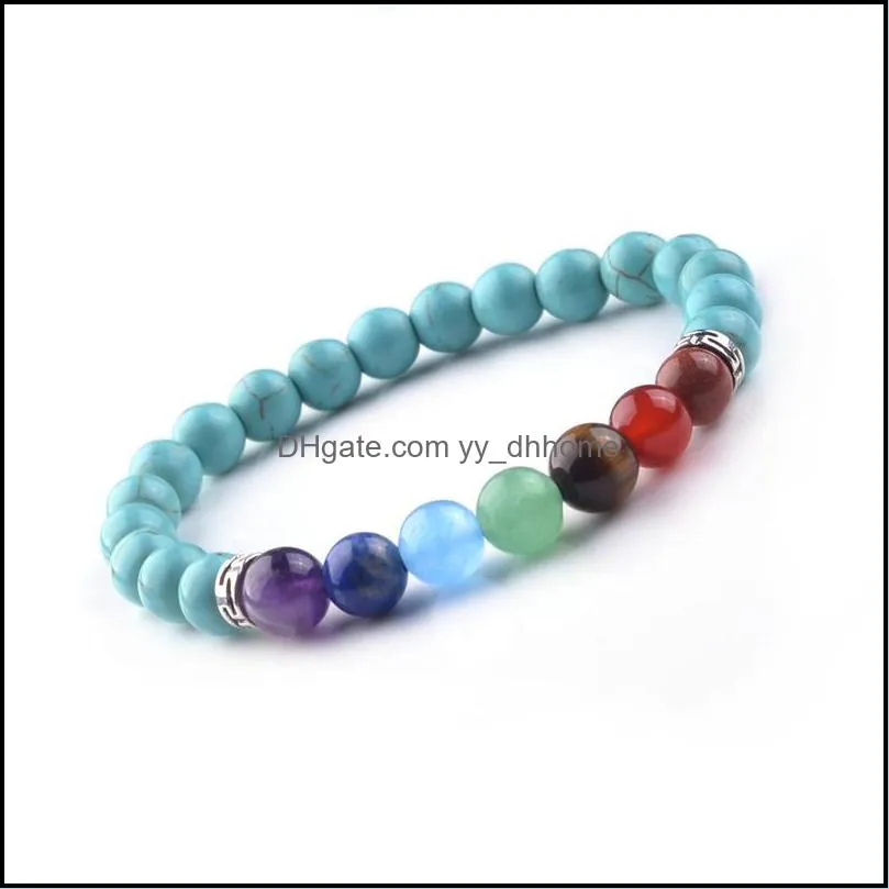 multicolor 7 chakra stone amethyst beads buddha bracelets wristband bangles bijoux armbanden voor vrouwen women men jewelry