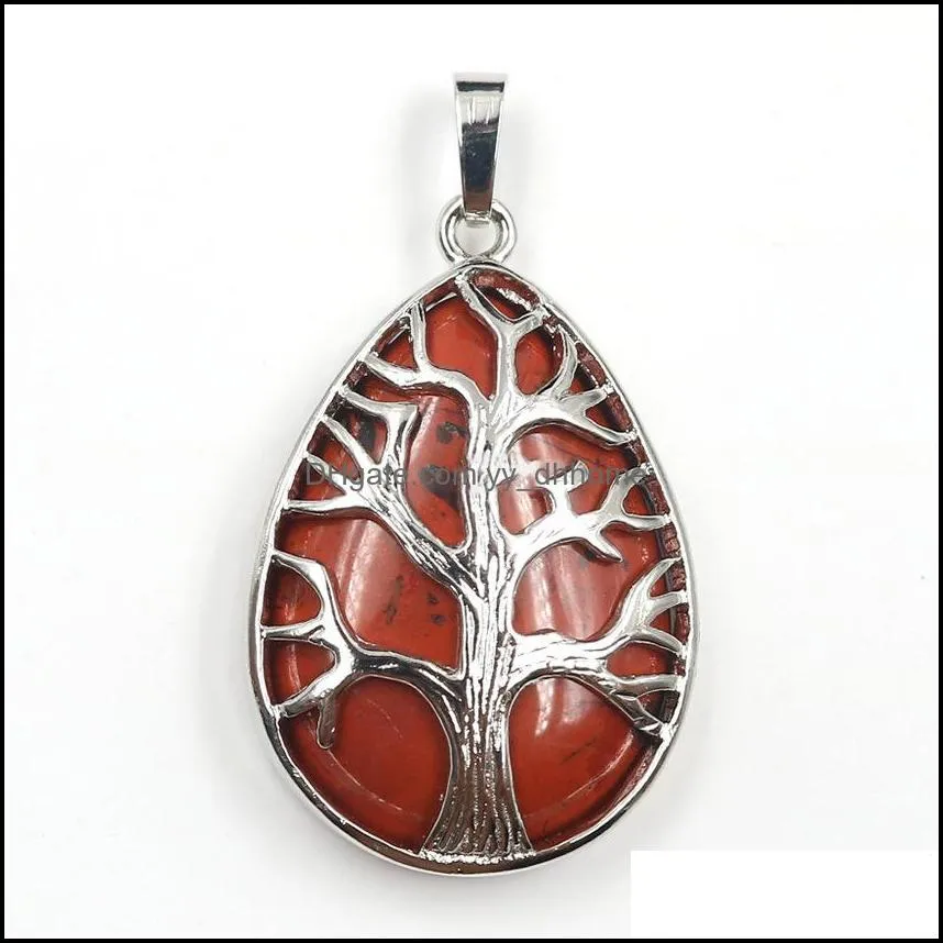 water drop hollowed out life tree pendant necklace sterling silver for women gifts and men jewelry making