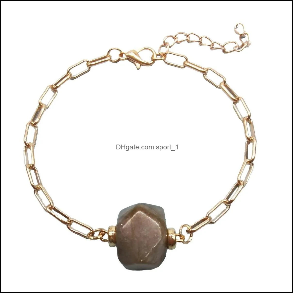 women chain bracelet diffuse energy healing chakra yoga cuff raw tumbled gemstone bangle rough original stone couple jewelry
