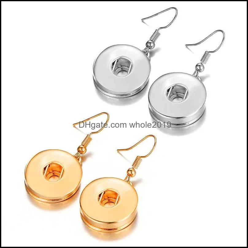 noosa silver gold color 18mm snap button charms dangle earrings for women chunks jewelry