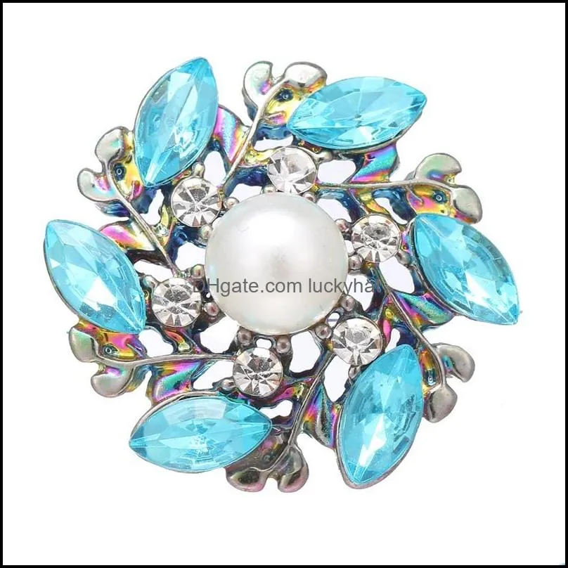 noosa plating dazzling oval crystal flower snap buttons clasp components fit diy 18mm snaps button bracelet necklace acc ingredients supplier