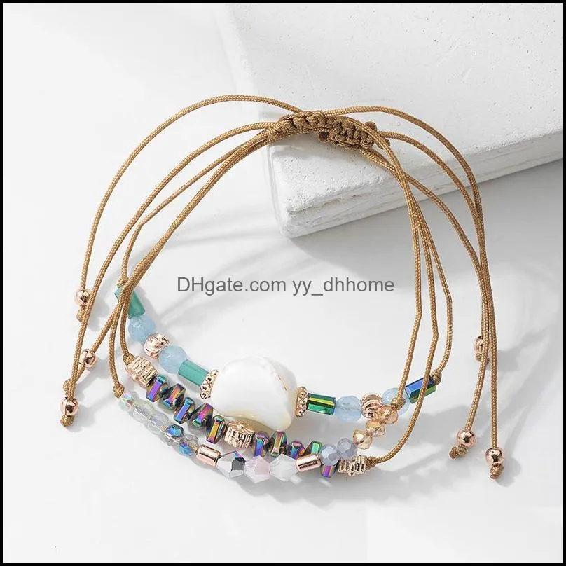 natural stone hand-woven bracelet boho jewelry beaded ladies men`s link wrist stretch chain bracelet set