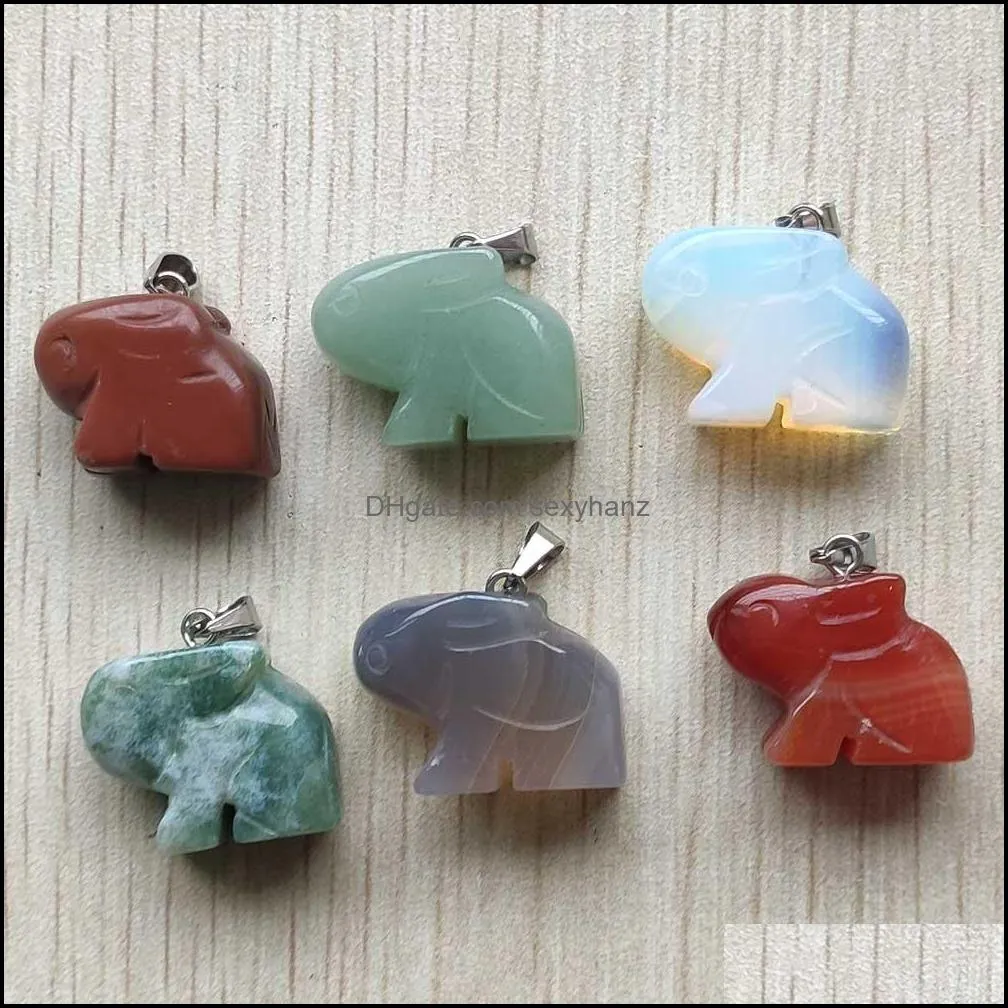 carved animal rabbit assorted natural stone charms crystal pendants for necklace accessories jewelry making