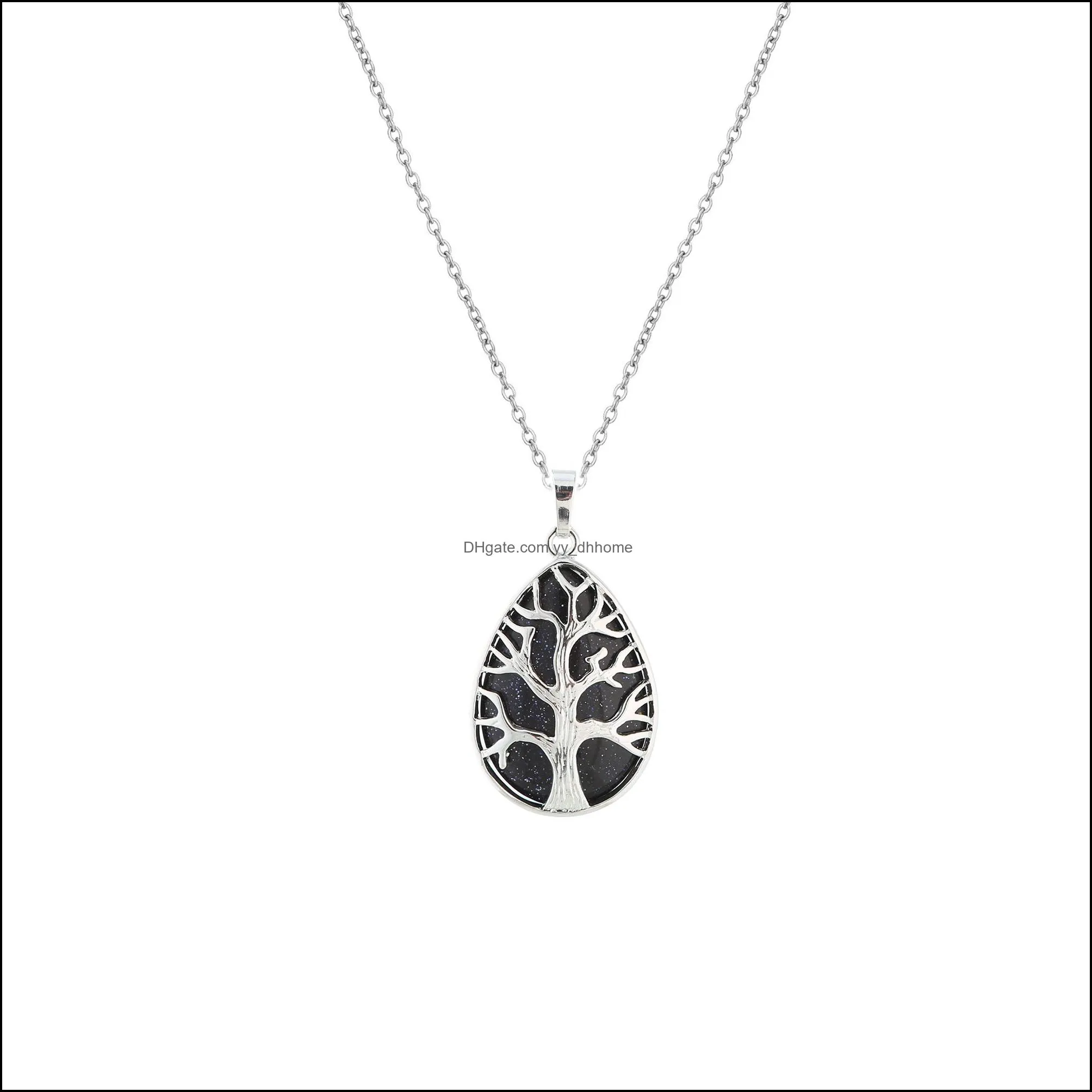 water drop hollowed out life tree pendant necklace sterling silver for women gifts and men jewelry making