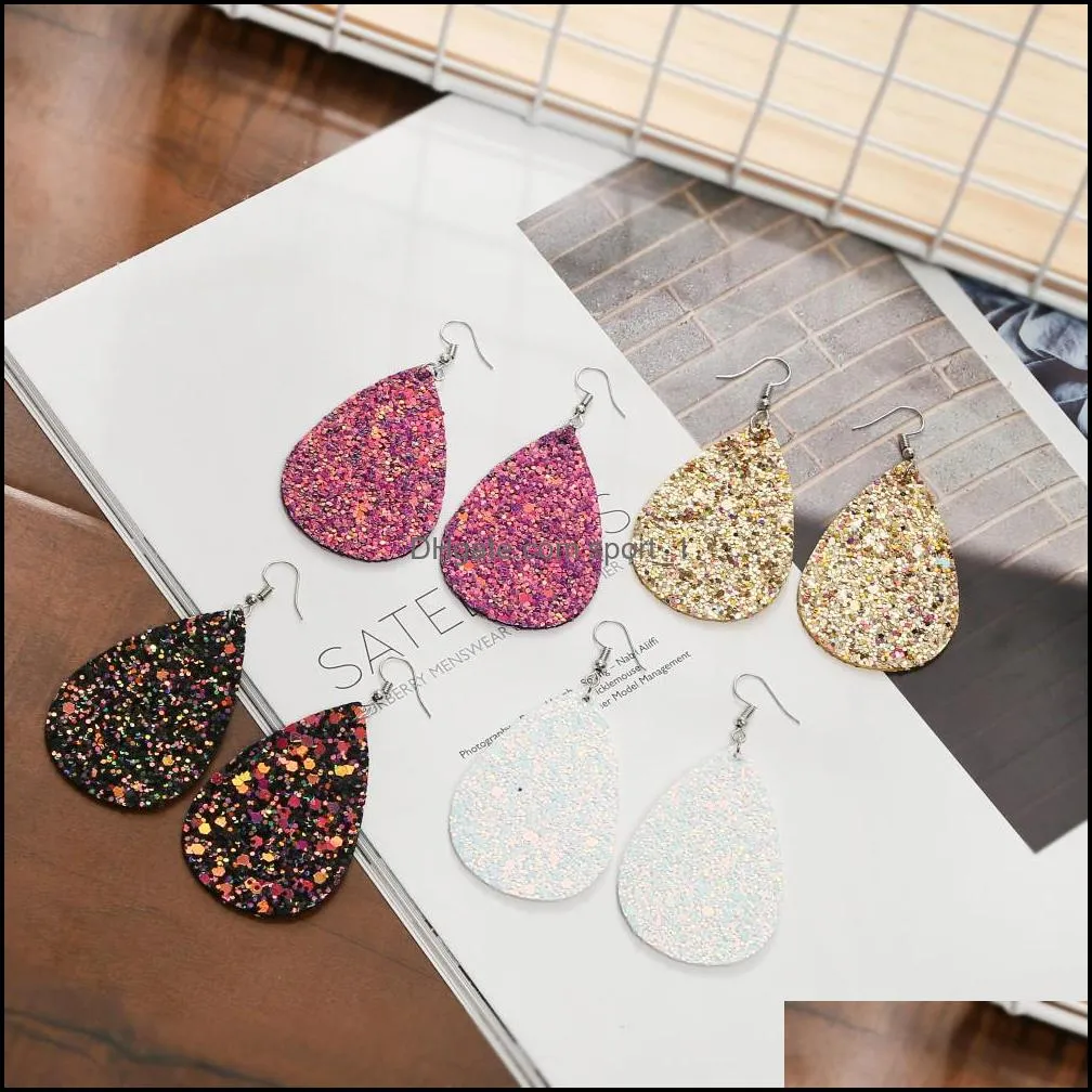 4 pairs teardrop leather earring for women girls gifts,bohemia style earring sets jewelry
