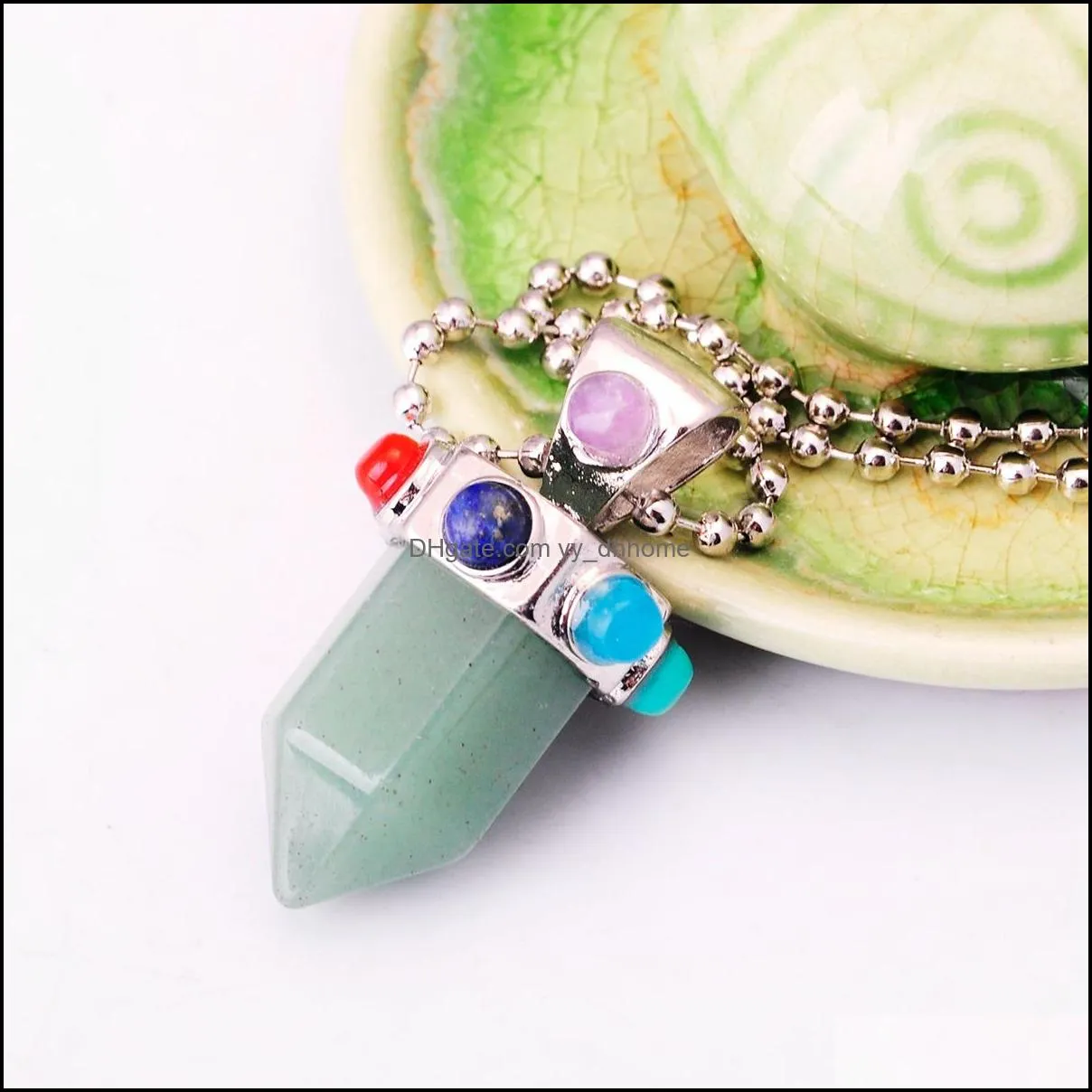 seven gemstone cylindrical gemstone pendant necklace european and american men and women popular models