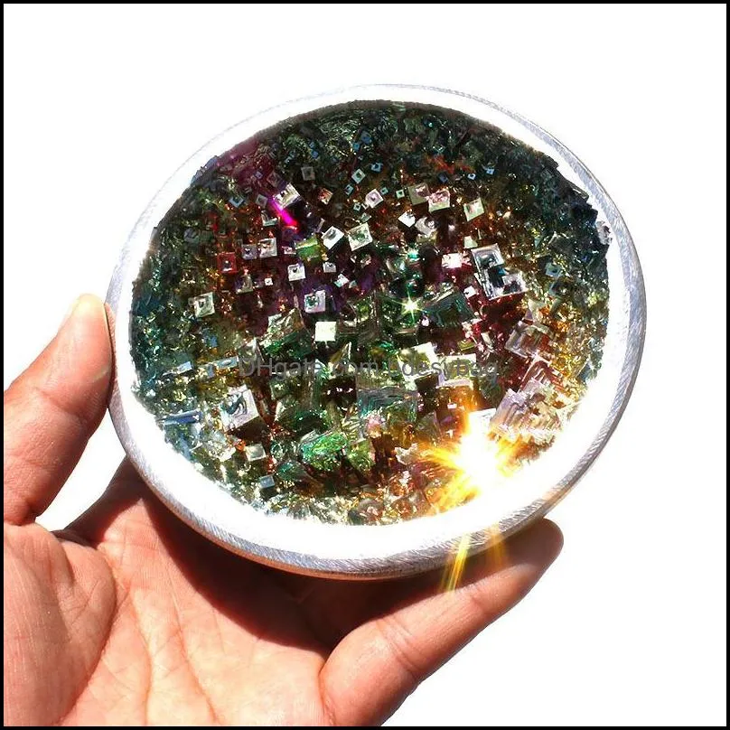 pcs natural purple / blue rainbow bismuth mineral ore crystal bowl for home decoration decorative objects & figurines