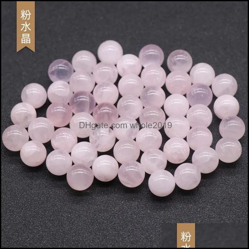 non-porous 12mm round ball no hole loose beads 7 chakras stone charms healing reiki rose quartz crystal cab for diy making crafts decorate jewelry