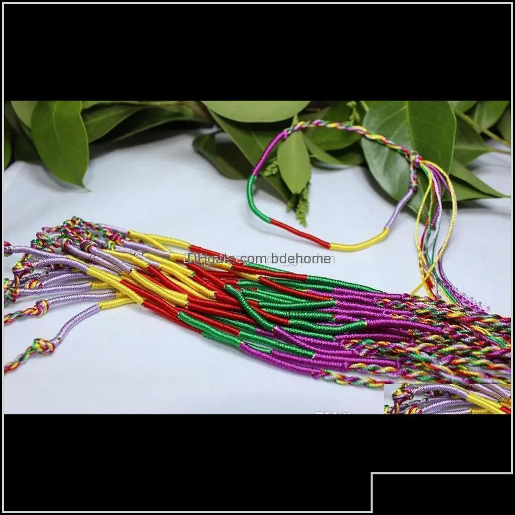 charm bracelets drop delivery 2021 ethnic colorful women braid cords bracelet weaven strands handmade braided string chain bangle for girls