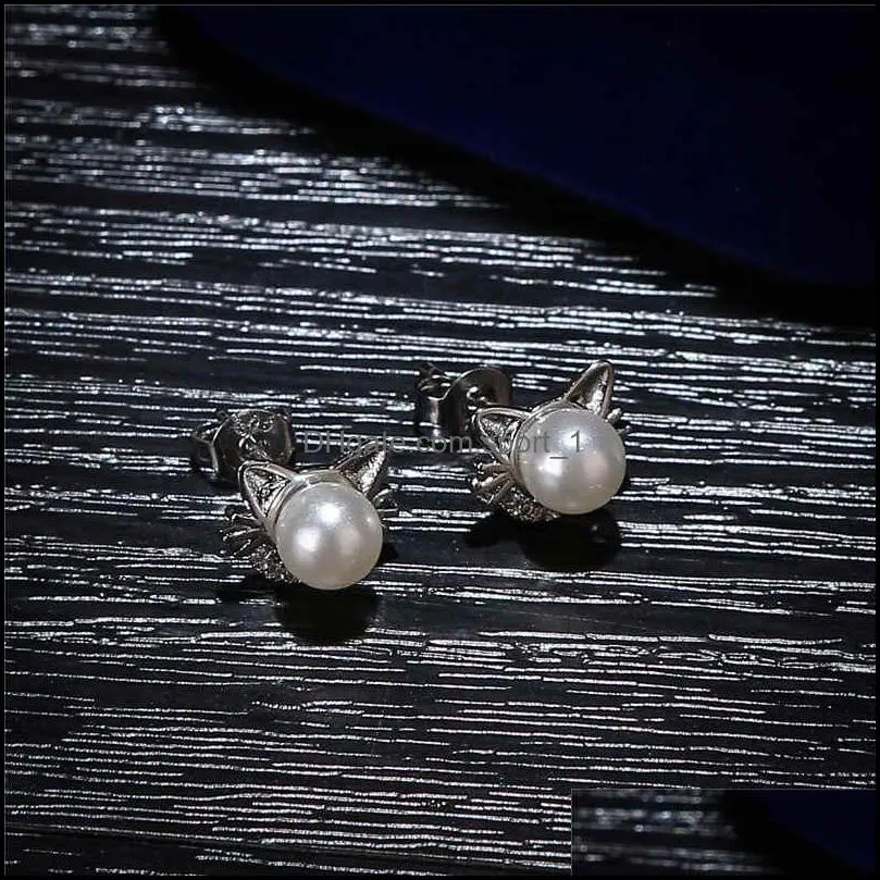 925 sterling silver stud earrings round mother-of-pearl elegant korean-style nanyang bead pearl stud earrings