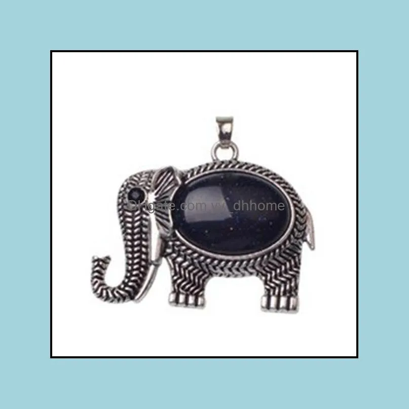 elephant gemstone jewelry pendant silver plated cute necklace men and women simple 12pcs