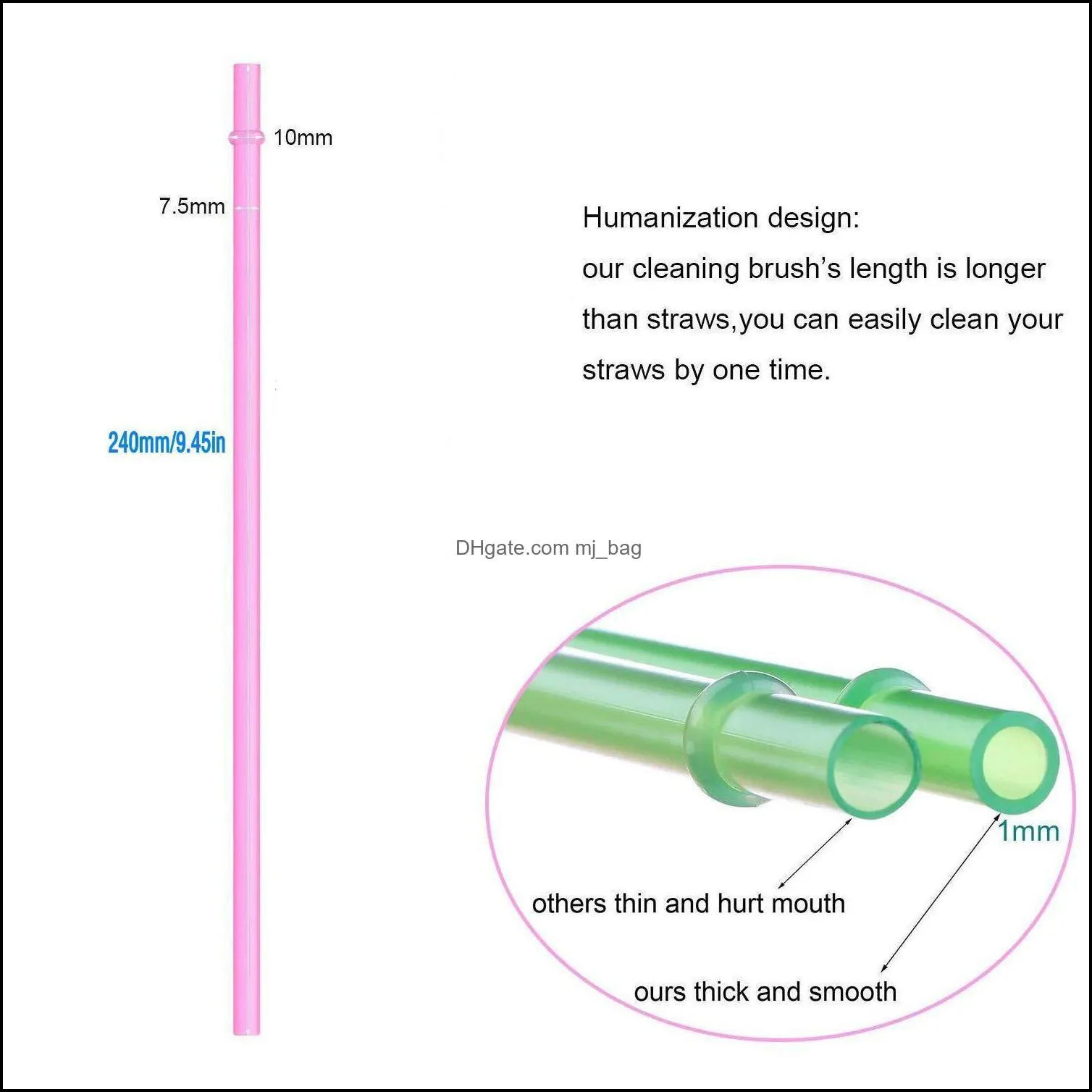 fda certification food grade 24.5cm straight reusable colored plastic drinking straws eco-friendly pp drink straw jqoy2