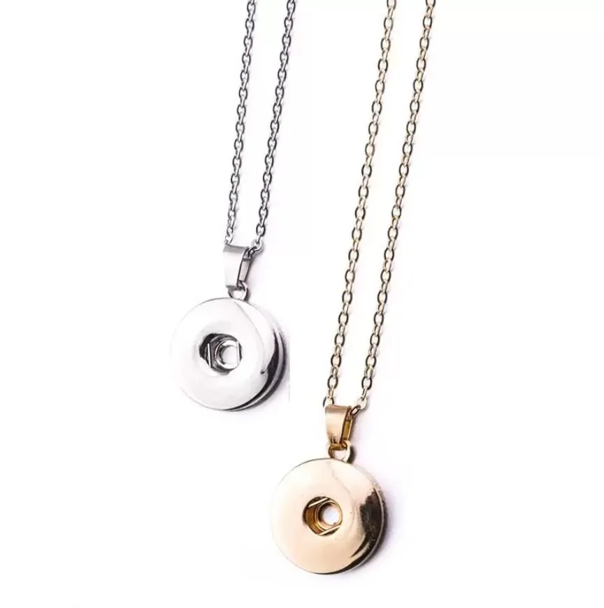 noosa chunks simple silver gold color snap button pendants necklace fit 18mm snap buttons diy jewelry