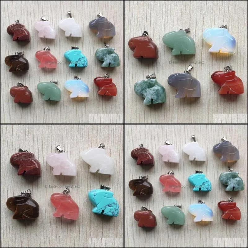 carved animal rabbit assorted natural stone charms crystal pendants for necklace accessories jewelry making