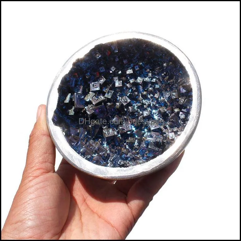 pcs natural purple / blue rainbow bismuth mineral ore crystal bowl for home decoration decorative objects & figurines