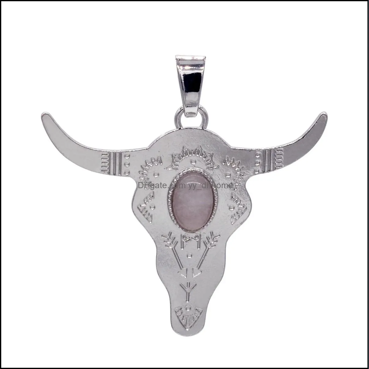 bull head alloy pendant jewelry antique exquisite carving charm necklace women`s thin chain