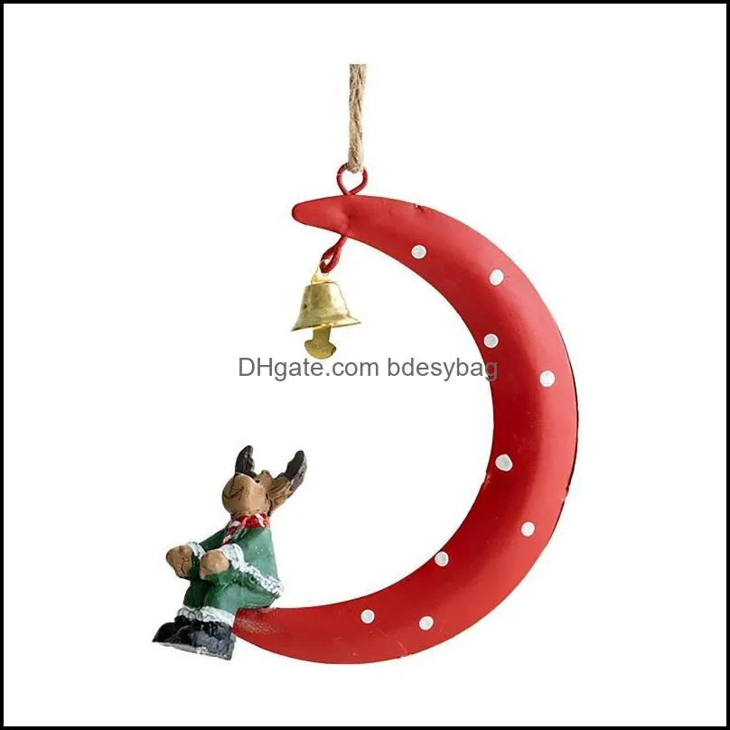 decorative objects & figurines christmas tree decoration pendant iron resin santa claus snowman elk moon ornament holiday home