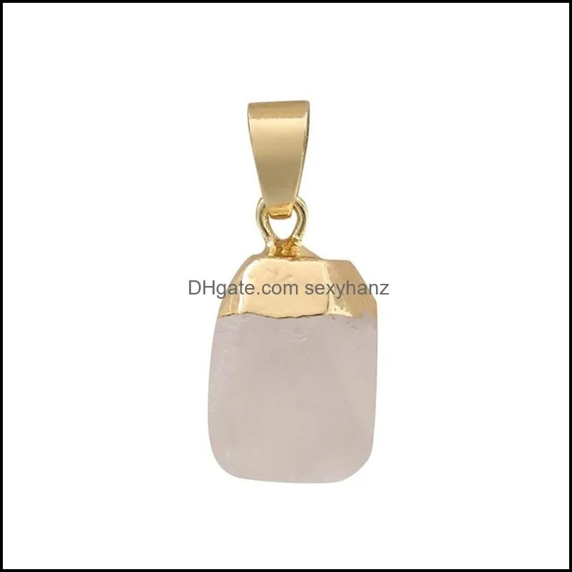 gold plating edged birthstone healing crystal energy druzy quartz pendant necklaces fashion women men jewelry wholesale