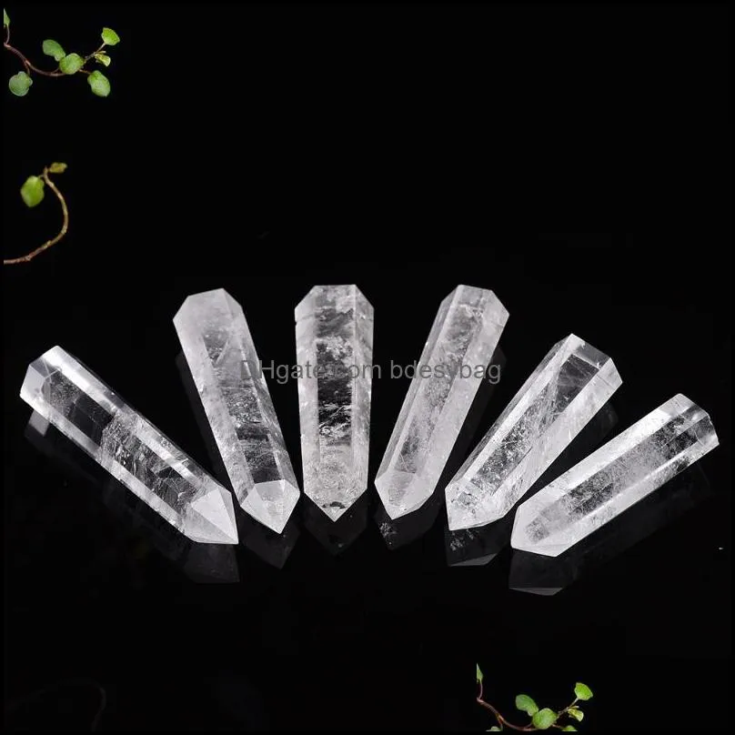 decorative objects & figurines natural white crystal clear quartz 4-8cm stone point healing hexagonal wand treatment home decoration