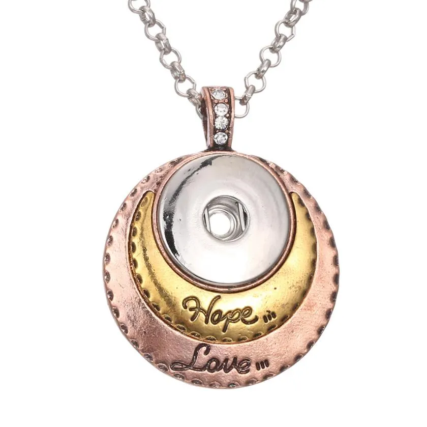 fashion hope love letters charms snap button necklace moon sun pendant diy 18mm ginger snap buttons gift party necklace jewelry