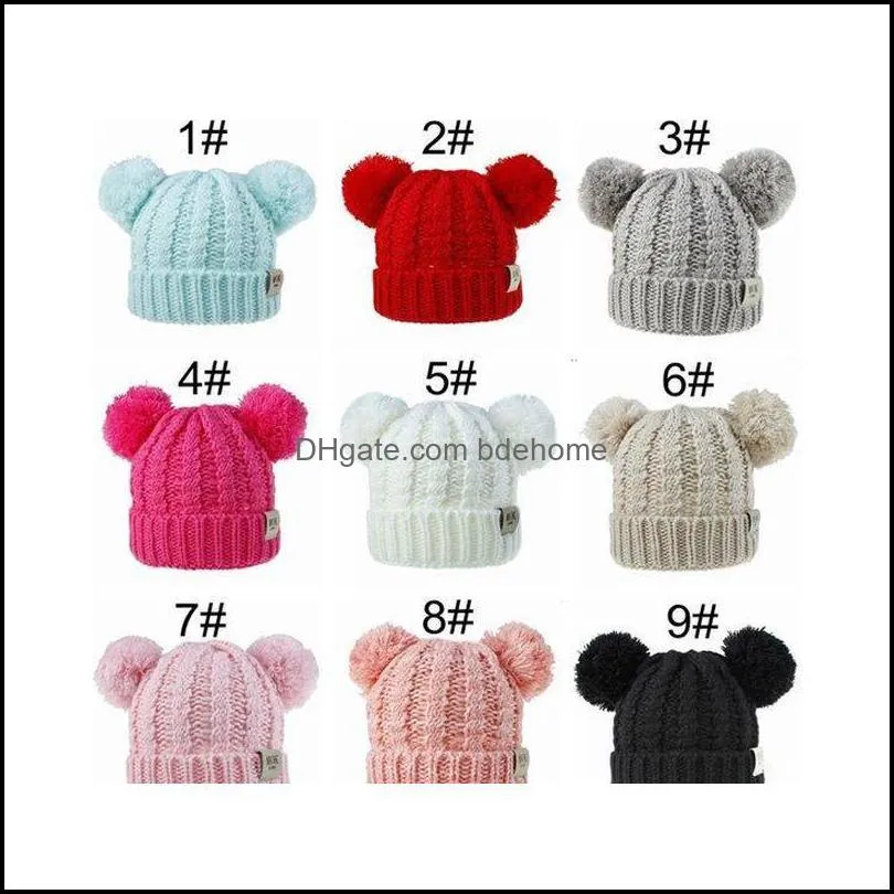 kids designer hats caps baby winter hats wholesale children knitted pom poms handmade wool crochet beanies girls boys bonnets zy9c