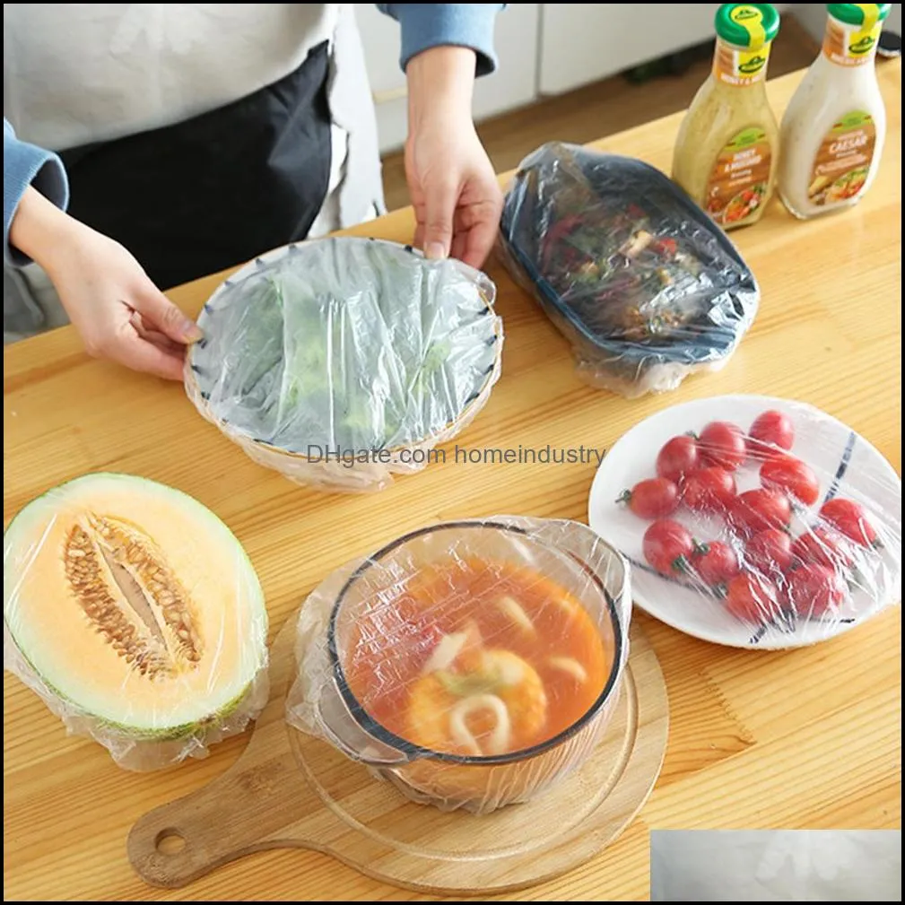 100pcs bulk food storage disposable packaging thick cling film covers transparent household refrigerator food fruit preservation -keeping