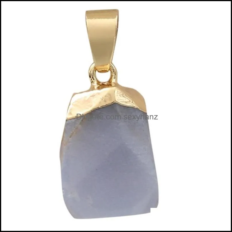 gold plating edged birthstone healing crystal energy druzy quartz pendant necklaces fashion women men jewelry wholesale