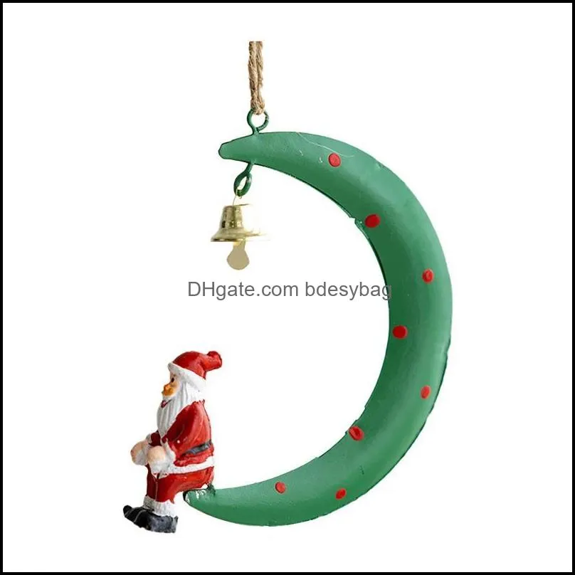 decorative objects & figurines christmas tree decoration pendant iron resin santa claus snowman elk moon ornament holiday home