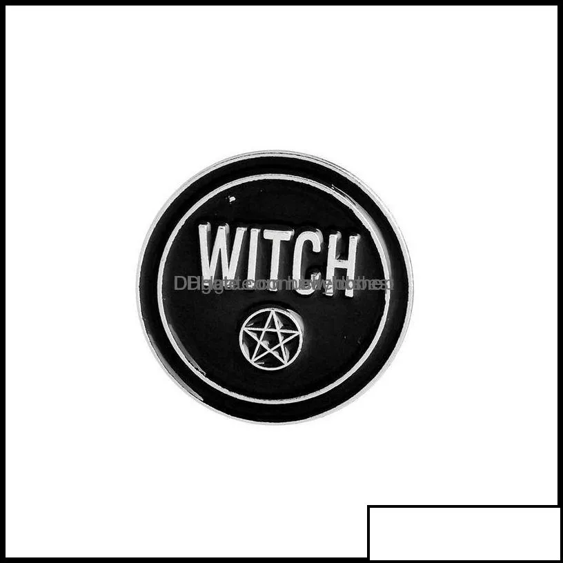 pins brooches jewelry punk witch coffin book round black brooch pins luckyhxshop dark series retro jllnox drop delivery 2021 yq12g