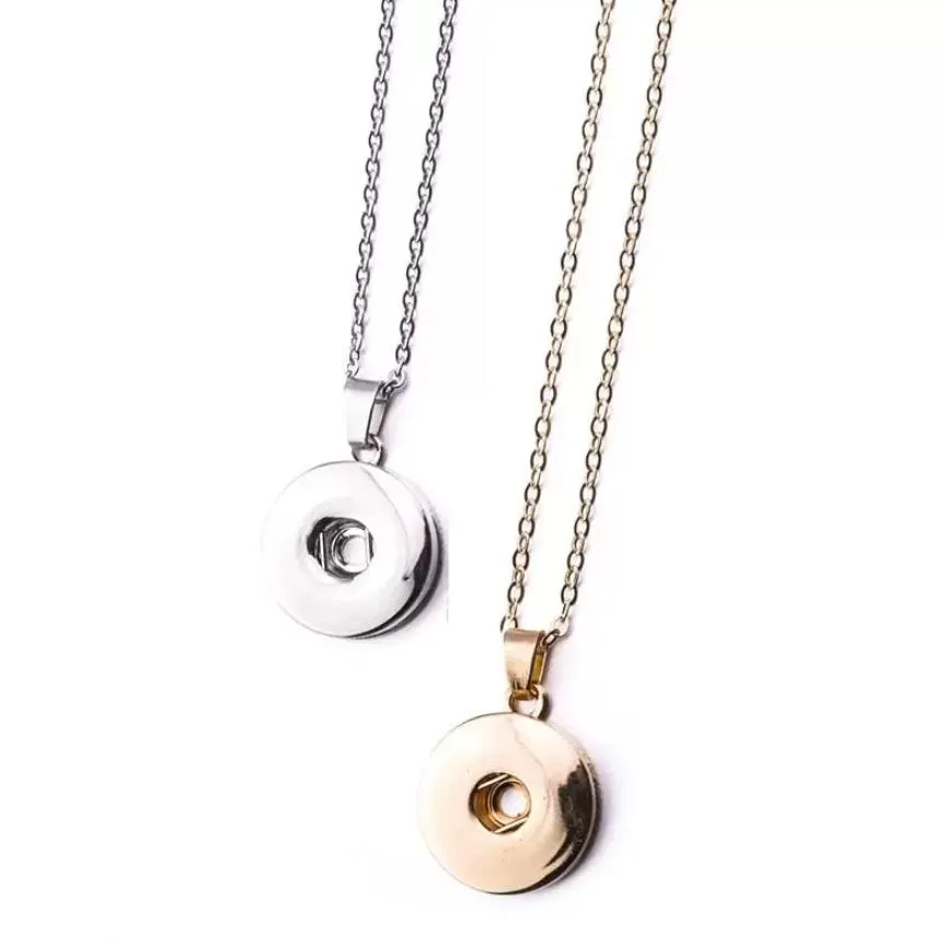 noosa chunks simple silver gold color snap button pendants necklace fit 18mm snap buttons diy jewelry