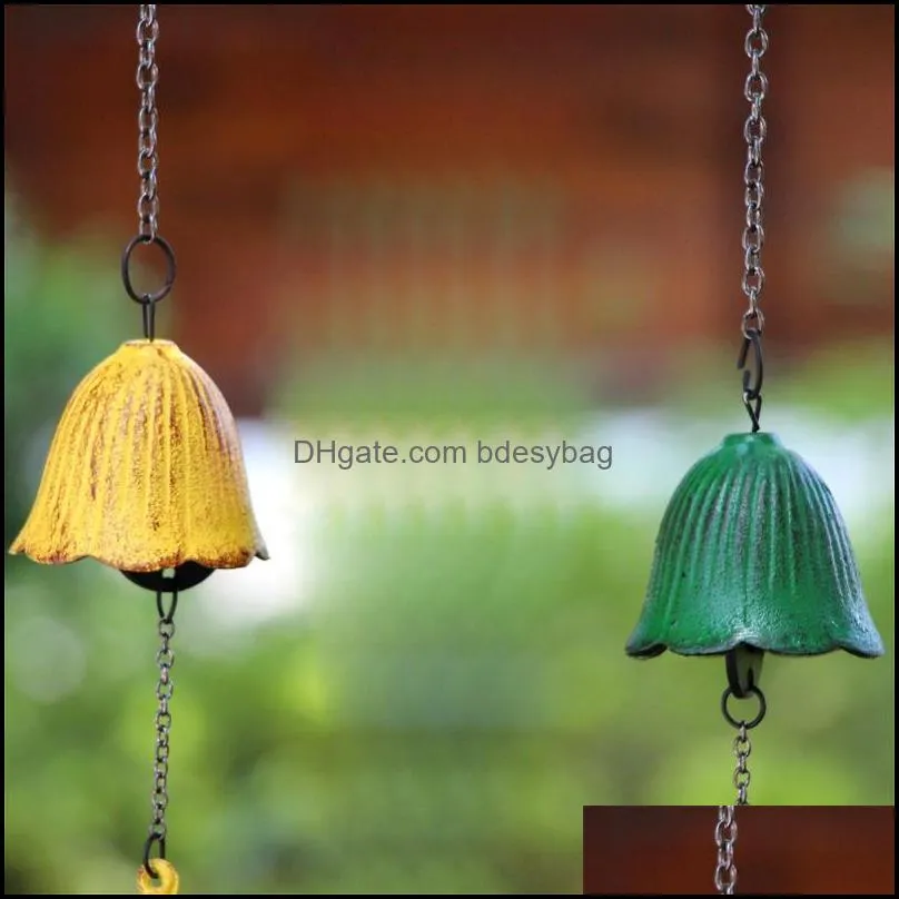 decorative objects & figurines 1pcs antique wind chime copper yard garden outdoor living decoration metal chimes leaf bell hanging home