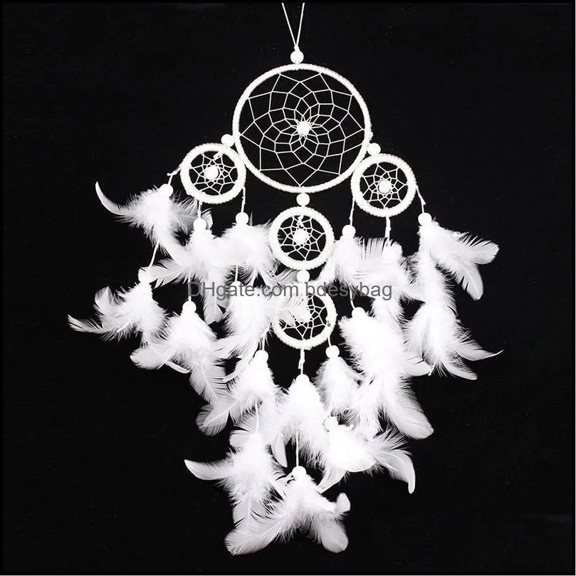 decorative objects & figurines ly big dreamcatcher wind chime white feather dream catcher car hanging decoration 5 circular home decor