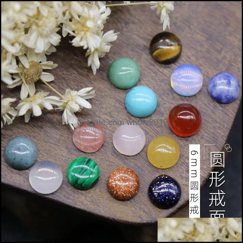6mm flat back assorted loose stone round shape cab cabochons beads for jewelry making healing crystal wholesale
