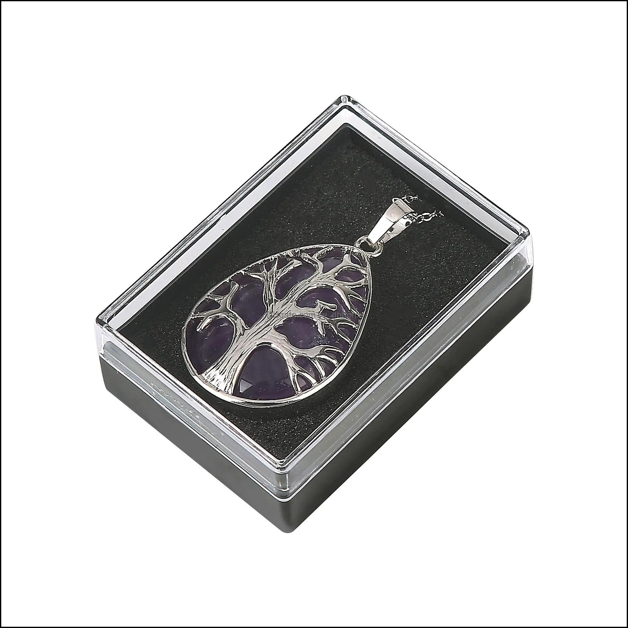 water drop hollowed out life tree pendant necklace sterling silver for women gifts and men jewelry making