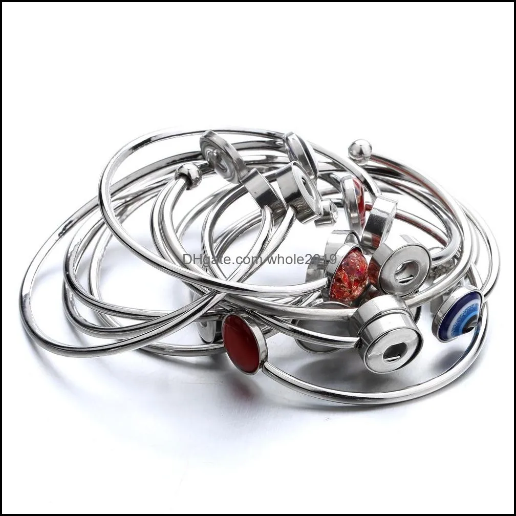 stainless steel snap button cuff bangle jewelry mini 12mm snaps bracelet for women couple bracelets