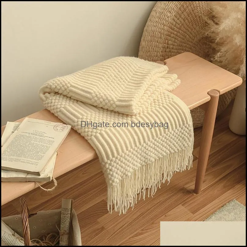 blankets rouge blanket cover leisure sofa bed end is yellow gray nordic modern simple weaving tassel home living room dec