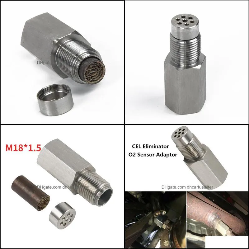 oxygen sensor m18x1.5 stainless steel ss304 remove check engine light cel mini delete catalyst o2 spacer m18 x 1.5 adapter