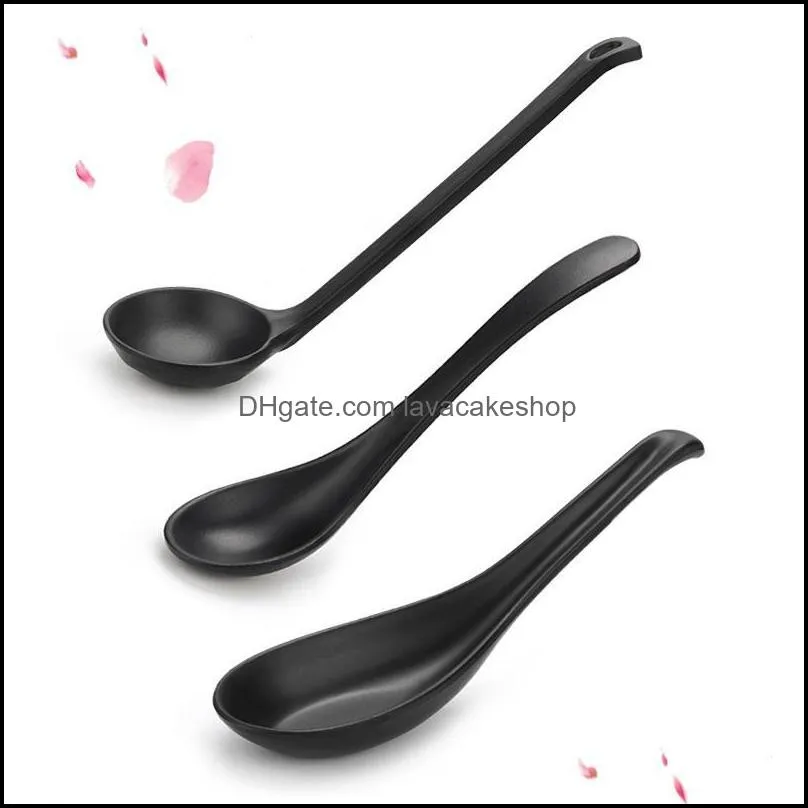 spoons 200pcs/lot soup spoon black matte ladle plastic japanese style melamine tableware anti-fall tortoise shell shaped