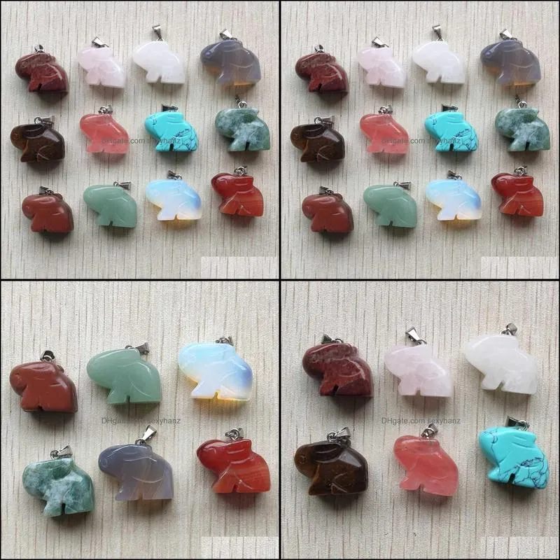 carved animal rabbit assorted natural stone charms crystal pendants for necklace accessories jewelry making