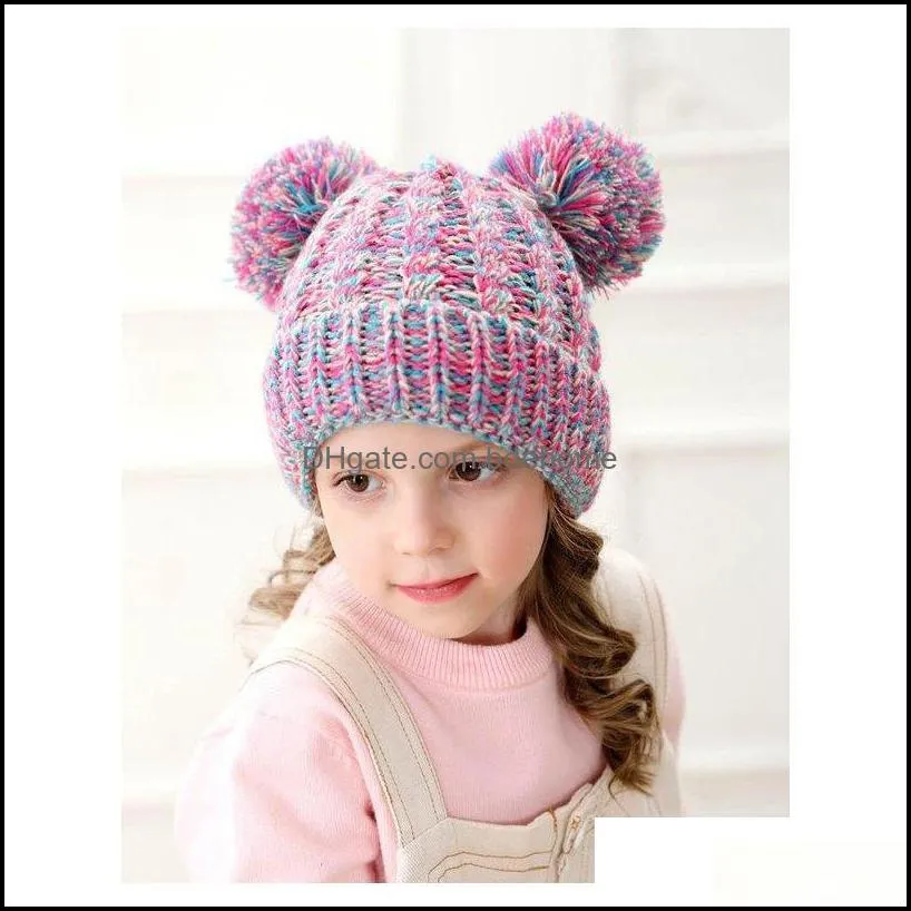 kids designer hats caps baby winter hats wholesale children knitted pom poms handmade wool crochet beanies girls boys bonnets zy9c