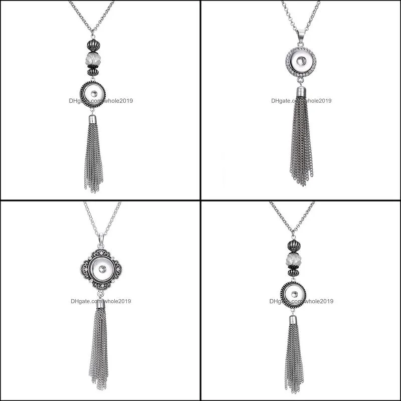 fashion crystal tassel necklace 18mm ginger snap pendant necklaces for women jewelry gifts