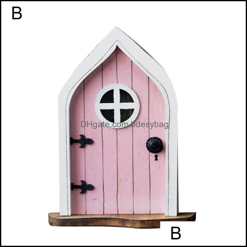 decorative objects & figurines 1pcs miniature fairy gnome elf door with windows for trees yard art garden sculpture diy handmade home